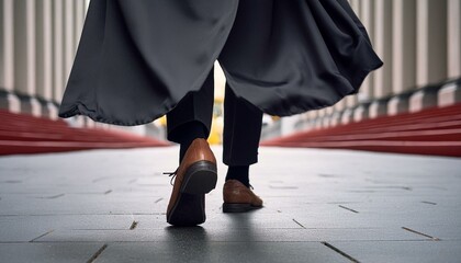 Fototapeta premium legs of a person. The shoes of a graduate walking across the stage to receive their diploma