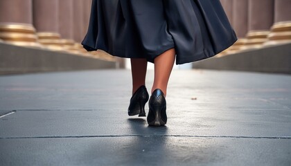 Fototapeta premium legs of a person. The shoes of a graduate walking across the stage to receive their diploma