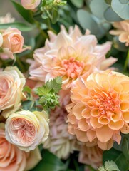 Obraz premium peach color flower bouquet arrangement, ai