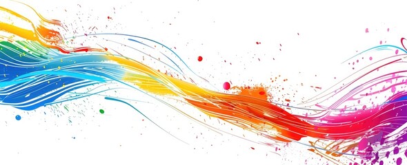 Abstract vector background with colorful lines and splashes of paint on a white background, concept for a design element