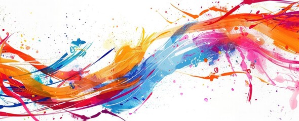 Abstract vector background with colorful lines and splashes of paint on a white background. Vector illustration