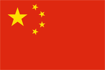 China official flag vector with standard size and proportion. National flag emblem with accurate size and colors.
