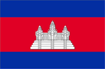Cambodia official flag vector with standard size and proportion. National flag emblem with accurate size and colors.