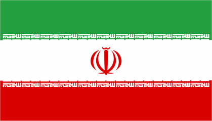 Iran official flag vector with standard size and proportion. National flag emblem with accurate size and colors.