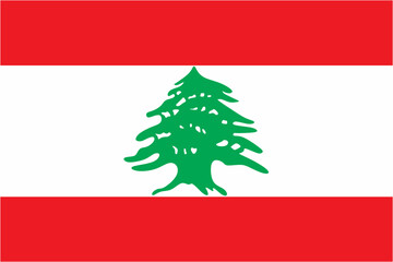 Lebanon official flag vector with standard size and proportion. National flag emblem with accurate size and colors.