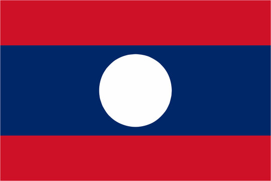 Laos official flag vector with standard size and proportion. National flag emblem with accurate size and colors.