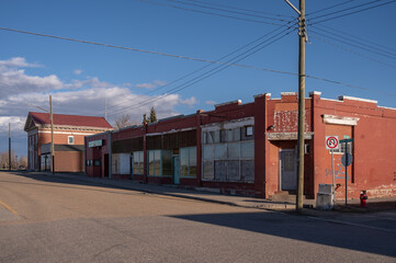 Dilapidated main street in Gleichen, Alberta.