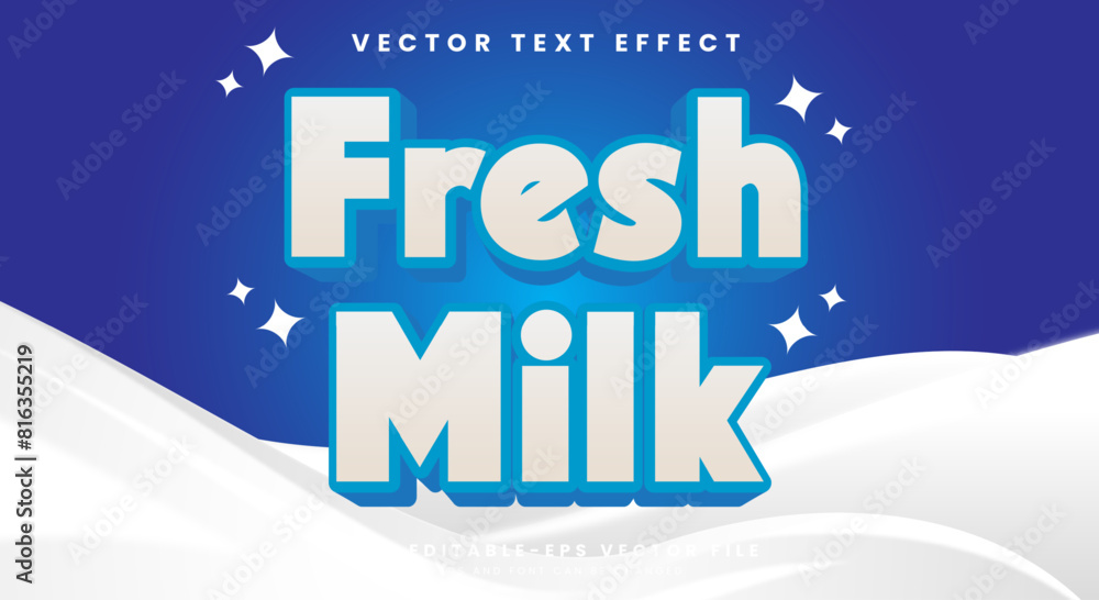 Poster Fresh Milk 3d editable text effect Template with Creamy Background