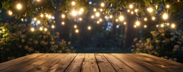 Enchanted garden lights at night