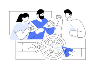 Pizza party isolated cartoon vector illustrations.