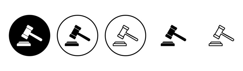 Gavel icon set. judge gavel icon vector. law icon vector. auction hammer