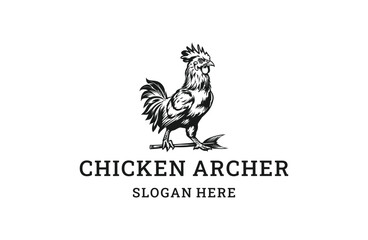 Obraz premium Chicken archer logo icon design template vector illustration