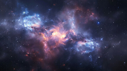 Fototapeta premium Cosmic Tapestry Exploring Nebula and Star Cluster - Celestial Wonders in the Vast Universe