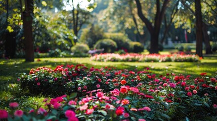 Obraz premium Flowers in the park look beautiful