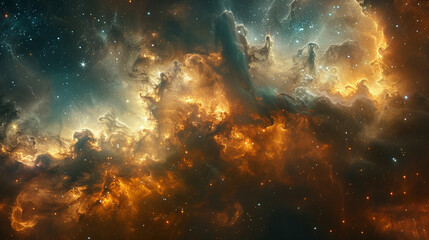 Fototapeta premium Journey Through Celestial Wonders Nebula and Star Cluster - Unveiling the Cosmic Tapestry in Spectacular Detail