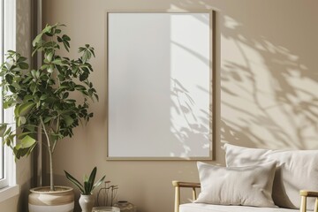 Poster Mockup in Minimalist Scandinavian Interior created with Generative AI