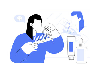 Falling hair isolated cartoon vector illustrations.