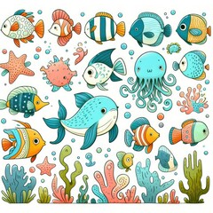 Cartoon Sea Animals: Child-Friendly