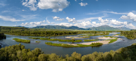 Aerial panoramic view of Fall Creek Falls, Swan Valley, Idaho, June 28, 2023