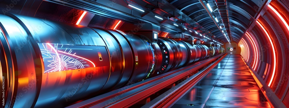 Poster particle accelerator measuring the frequency of subatomic collisions in physics research