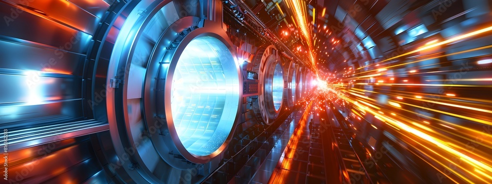 Poster particle accelerator measuring the frequency of subatomic collisions in a cuttingedge physics