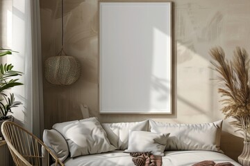 Poster Mockup in Minimalist Scandinavian Interior created with Generative AI