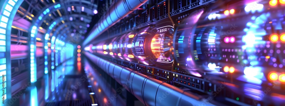 Poster cuttingedge d rendering of a quantum computer measuring quantum states