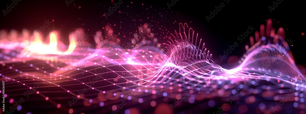 Poster wave packet reflection simulation generating interference patterns in a d quantum physics animation