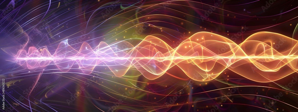 Poster animation of wave packet refraction changing direction with increasing frequencies