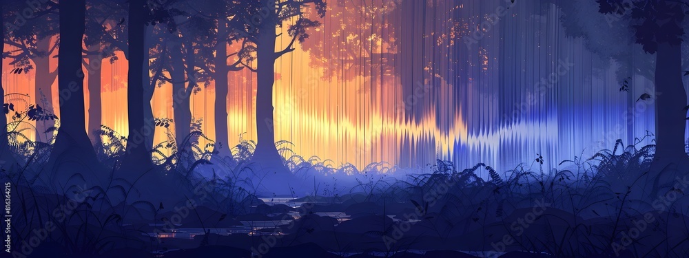 Poster spectrogram visualization of a forests ambient sound frequencies