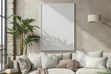 Poster Mockup in Minimalist Scandinavian Interior created with Generative AI