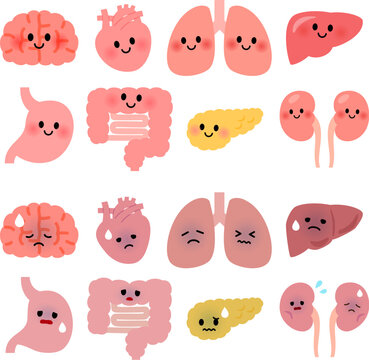 健康な臓器と不健康な臓器のキャラクター