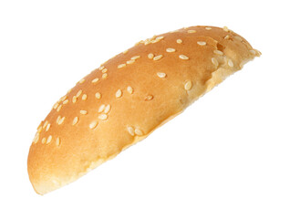 Half of fresh burger bun isolated on white
