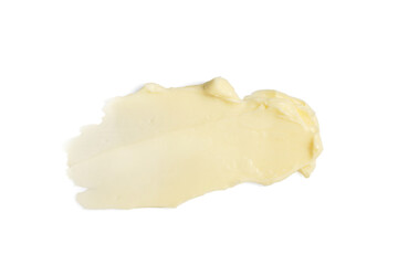 Tasty butter on white background, top view