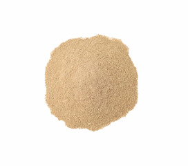 Dietary fiber. Heap of psyllium husk powder isolated on white, top view © New Africa