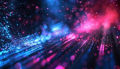 Obraz premium Abstract neon background with colorful, glowing lights in a blurred design