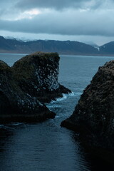 a view of the coast of the sea