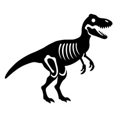 Dinosaur skeleton T rex icon black color vector black color silhouette, white background