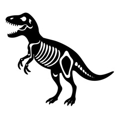 Dinosaur skeleton T rex icon black color vector black color silhouette, white background