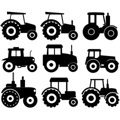 Fototapeta premium farm tractors in a flat design vector set illustration