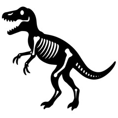 Dinosaur skeleton T rex icon black color vector black color silhouette, white background