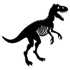 Dinosaur skeleton T rex icon black color vector black color silhouette, white background