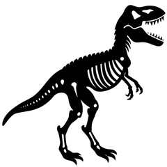 Dinosaur skeleton T rex icon black color vector black color silhouette, white background