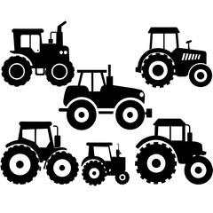 farm tractors in a flat design vector set illustration