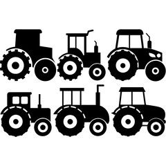 farm tractors in a flat design vector set illustration