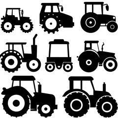 farm tractors in a flat design vector set illustration