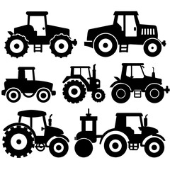 farm tractors in a flat design vector set illustration