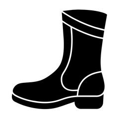 Fisherman boot vector silhouette black color illustration