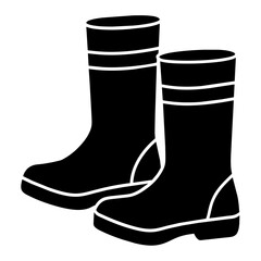 Fisherman boot vector silhouette black color illustration