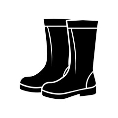 Fisherman boot vector silhouette black color illustration